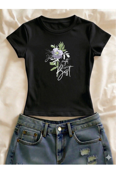 Vordevia Tricou crop cu mânecă scurtă, cu decolteu tip crew, din Lycra imprim...