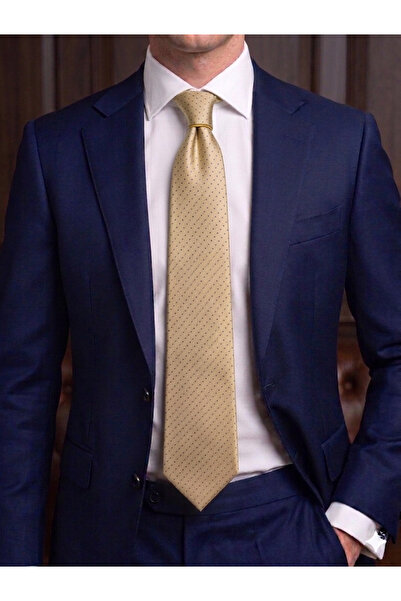 Gutiero 8 Centimeter Classic Tie with Cream Patterned Handkerchief