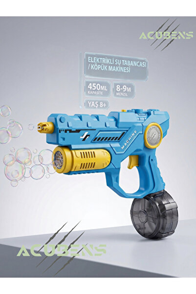 Acubens Şarjlı Pilli Elektrikli Oyuncak Su ve Köpük Tabancası 450 ml Uzun Men...