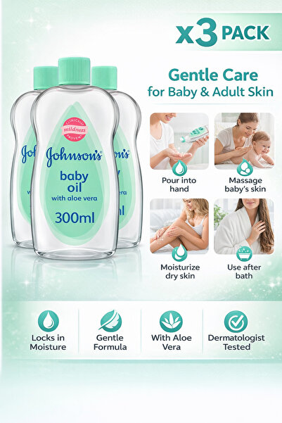 Johnson & Johnson Συσκευασία 3 τεμαχίων Λάδι Σώματος Johnson's Baby με Αλόη Β...