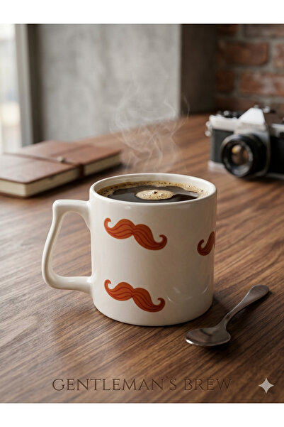 Eylül Design Gentleman’S Brew Luxury Mug Cup Mustache Printed Ceramic Mug