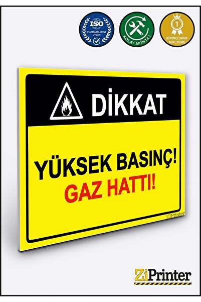 ZiPrinter انتبه إلى الضغط العالي! خط الغاز! لافتة تحذير isg ديكوتا 15x20 سم