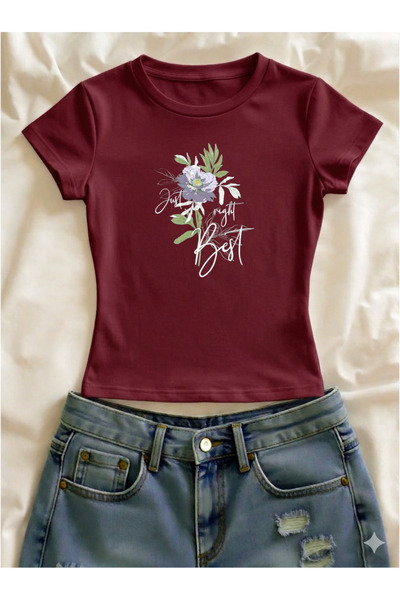 Vordevia Tricou crop cu mânecă scurtă, cu decolteu tip crew, din Lycra imprim...