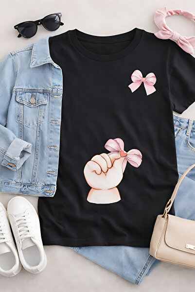 ArtYus Μικρό μπλουζάκι εγκυμοσύνης με στάμπα χεριών και κορδέλας – Άνετο και ...