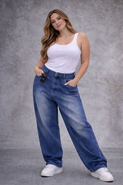 St.Poll Παντελόνι τζιν σε στυλ vintage, unisex, μεγάλου μεγέθους, φαρδύ, με ε...