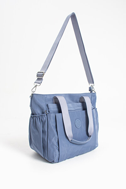 Sanmorris Women's Crinkle Fabric Multi-Compartment Shoulder and Crossbody Bag