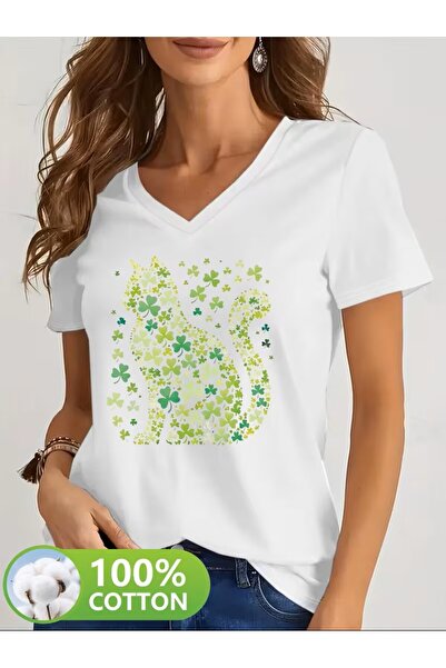 yombaa Printed T-Shirt. Short Sleeve Summer & Spring Casual Top, Women's Clot...