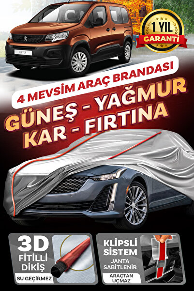 Budge Peugeot Rifter - KLİPSLİ 4 MEVSİM Araba brandası - oto çadır örtü