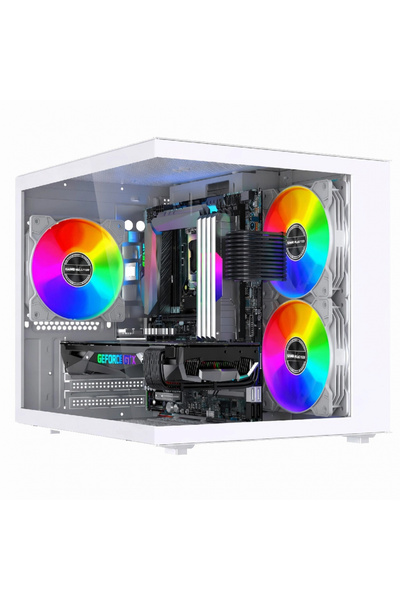 jetucuzal Hiper Akvaryum Cube 3X RGB FAN M-ATX Gaming Bilgisayar Kasası