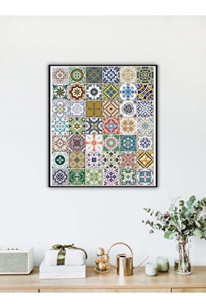 woodretro Πολύχρωμος Καμβάς Πλακιδίων 38x43 εκ. |   Με πλαίσιο αλουμινίου |  ...