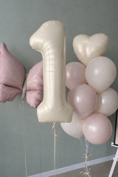 MERİ PARTİ Ρετρό Σετ Μπαλόνια Γενεθλίων με Καρδιές και Πεταλούδες, Παστέλ Κρε...