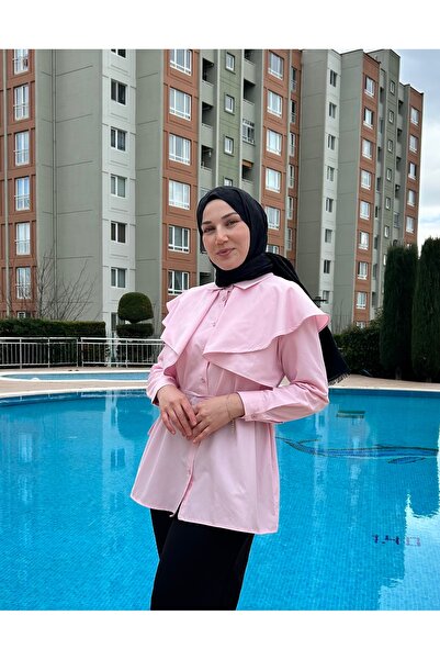 Taba Yaka Detaylı Pelerin Tunik Gömlek