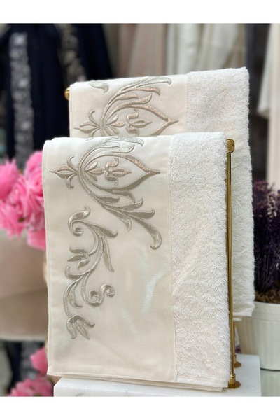 cantasarım ev tekstili %100 Bambu 50x90 cm Nakış İşlemeli Banyo Yüz Havlusu Ç...