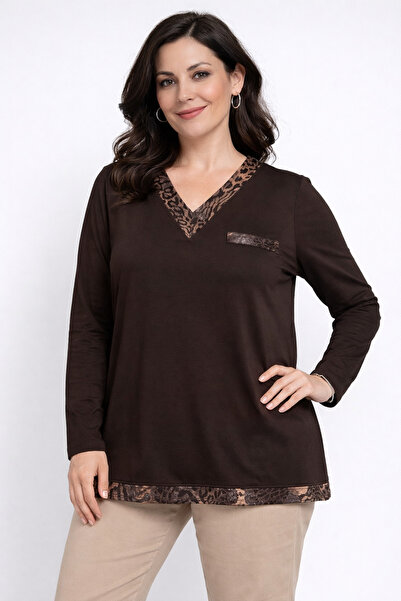 Mutlu City Women's Middle Age and Above V-Neck Patterned Mother Combed Cotton...