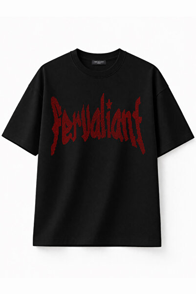 Fer Valiant Tricou unisex din bumbac premium, supradimensionat, cu imprimeu s...