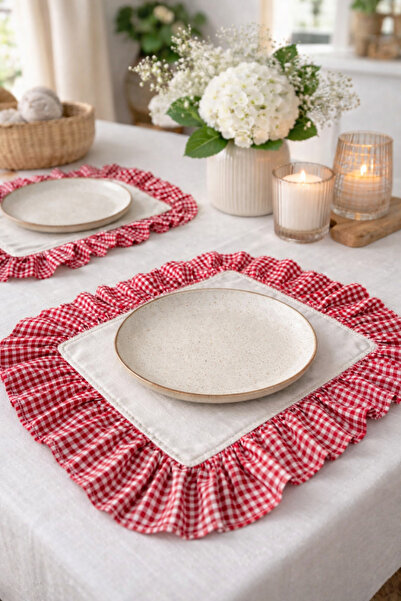 Mirilliahome Σετ 2 τεμαχίων Κόκκινο ύφασμα σερβιρίσματος American Service Sup...