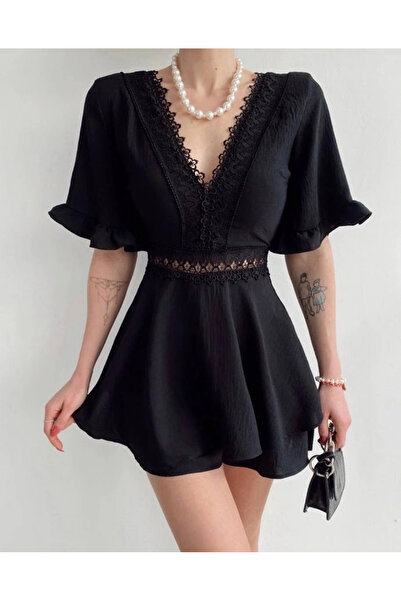 Ales Butik Bel Bölgesi Kemer Detaylı Şortlu Elbise