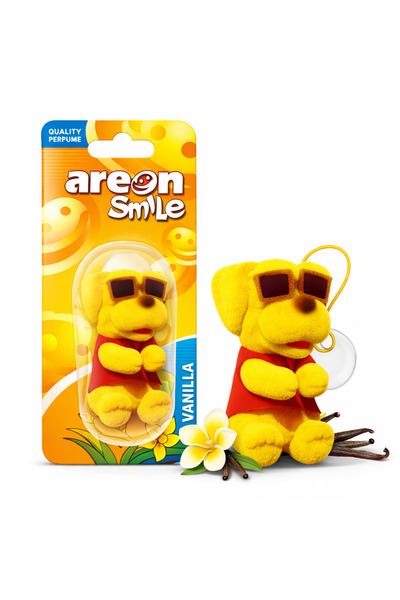 Areon Κίτρινο Λούτρινο Σκυλάκι Αρωματικό Αυτοκινήτου, με Άρωμα Βανίλιας, Παιχ...
