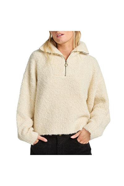 BİLLABONG LOST HEAVEN Πουλόβερ με μισό φερμουάρ, λευκό, με κουκούλα, μέγεθος L