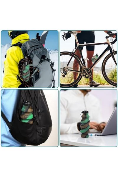 TRUE MARK - Sticlă Pliabilă Apă, Silicon Alimentar, 500ml, Reutilizabilă, Sport & Camping, Camuflaj