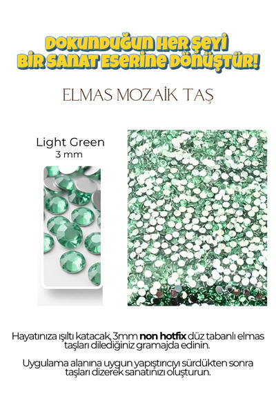 Brextco Store 1000 Adet Elmas Mozaik Taş | 3mm Non-Hotfix Düz Tabanlı Süsleme...