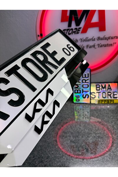 BMASTORE06 KİA LOGOLU ZEBRA Model Pleksi Plakalık(1çift, 2 adet)