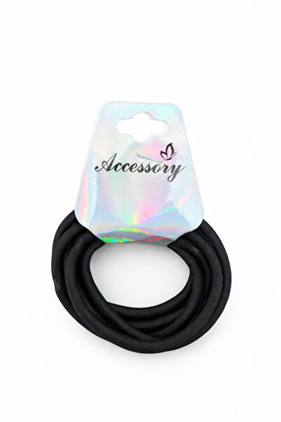 Selay Accessory مجموعة من 6 قطع من الأربطة المطاطية السميكة السوداء للشعر - م...
