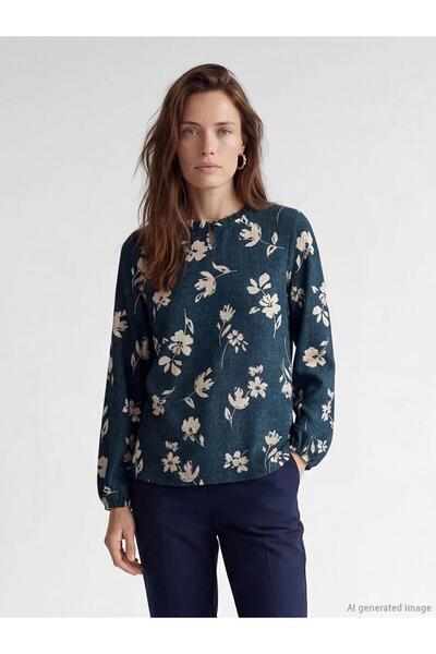 LC Waikiki Μπλούζα με βολάν και ψηλό γιακά με λουλούδια (S6)