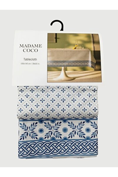 Madame Coco Agnes PVC Masa Örtüsü 100 x 140 Beyaz Mavi