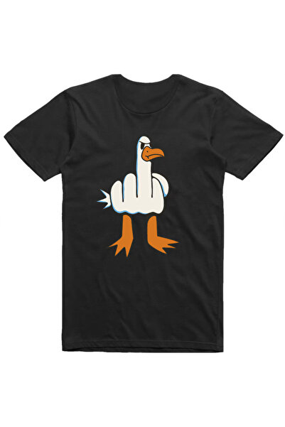 Oceanwear Fun Duck Print Design Unisex Short Sleeve Black Tshirt
