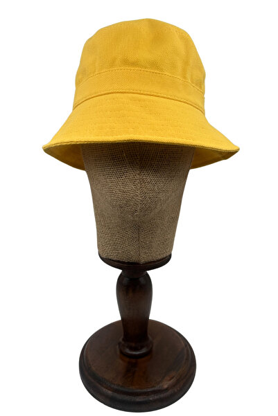 Sofist İstanbul Κίτρινο βαμβακερό καπέλο bucket, καλοκαιρινό μονόχρωμο unisex...