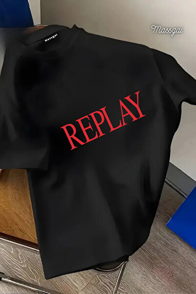 Massgai Μπλουζάκι Unisex REPLAY Printed Oversize 100% βαμβάκι