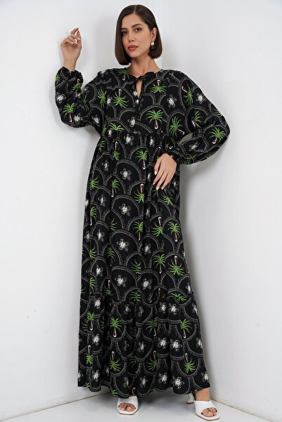 Hiccup Bdart Tropical Patterned Buttoned Maxi Dress