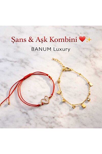 Banum Luxury مجموعة من سوارين مزدوجين من مجموعة الحظ والحب