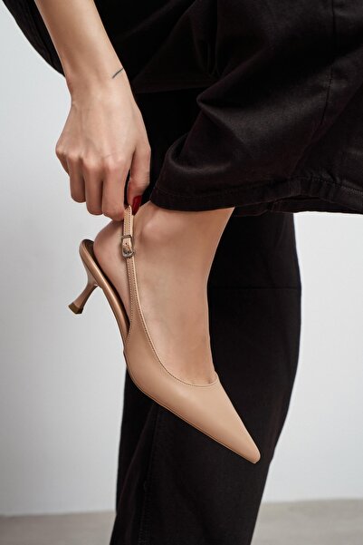 NİŞANTAŞI SHOES Γυναικεία παπούτσια με τακούνι Megy Ten Matte με ανοιχτή πίσω...