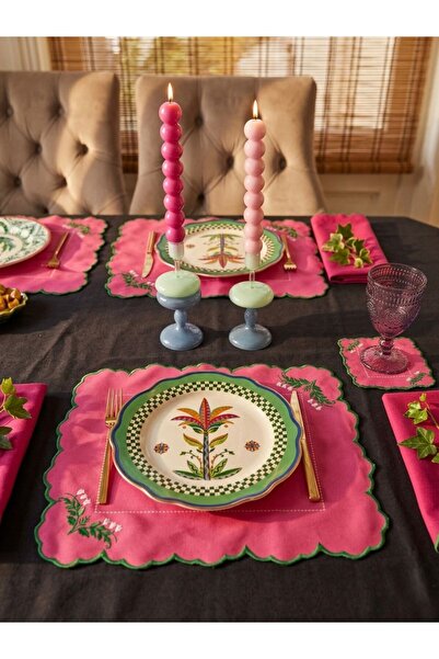 ElfhanHome Tulip Model 2'li Amerikan Servis & 2'li Peçete 4'lü Set