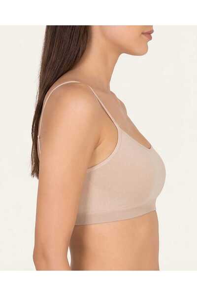 LİRONA Removable Padded Cotton Lycra Wire-Free Strapless Bustier with Removable Pads