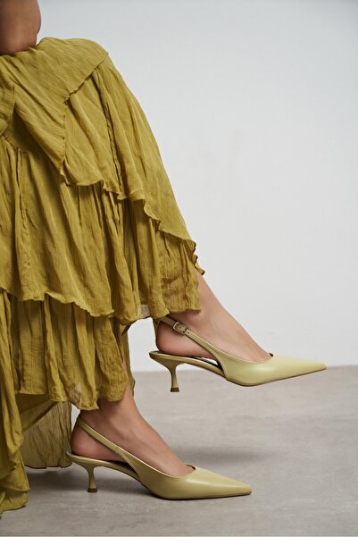 NİŞANTAŞI SHOES Γυναικεία παπούτσια με τακούνι Megy σε ανοιχτό πράσινο ματ χρ...