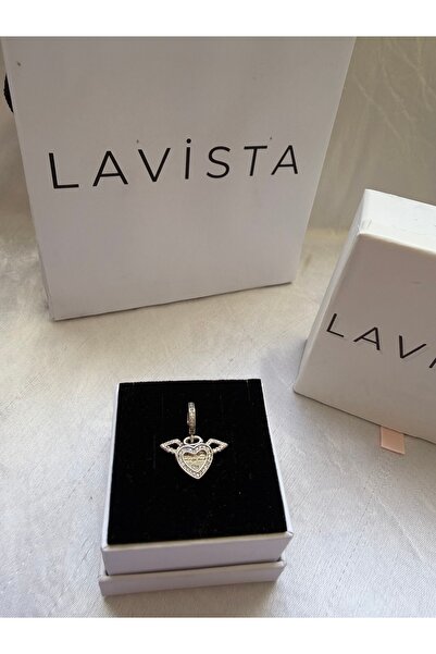 Lavista Silver Kalp ve Melek Kanat Gümüş Charm’ı