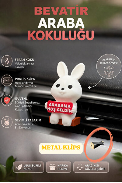 BEVATİR Tavşan Araba Kokuluğu | Dekoratif Araç İçi Koku Aksesuarı(Koku Hariç)