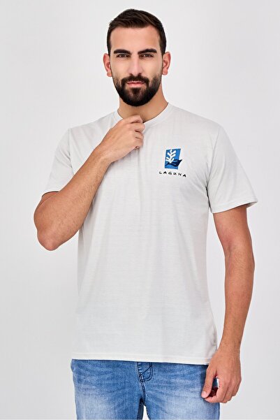Laguna Men Regular Fit Embroidered Logo Short Sleeve T-Shirt, Light Grey