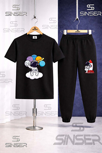 SS SİNSER Παιδικό Σετ Φούτερ με Στάμπα Αστροναύτης με Πλανήτες στα Χέρια του