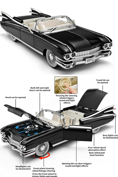 shop 1959 Cadillac Eldorado Biarritz 1:24 Ölçekli Döküm Klasik Model Araba Siyah