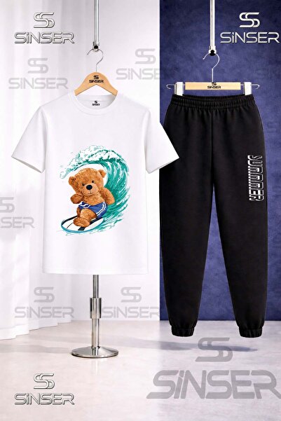 SS SİNSER Παιδικό Σετ Φόρμας με Στάμπα AYICIK SORTLU SURF