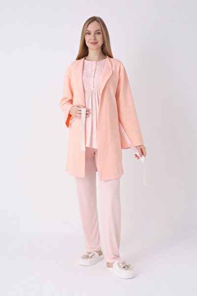 ERDENİZ TEKSTİL Πιτζάμες εγκυμοσύνης, Σετ 3 τεμαχίων, Ζακάρ με υφή δαντέλας, ...