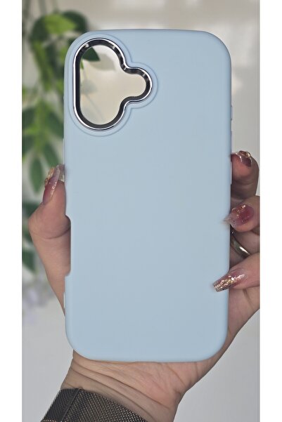 Magic Ring iPhone 17 Uyumlu Metal Kamera Çerçeveli Mat Bebe Mavisi Silikon Kılıf