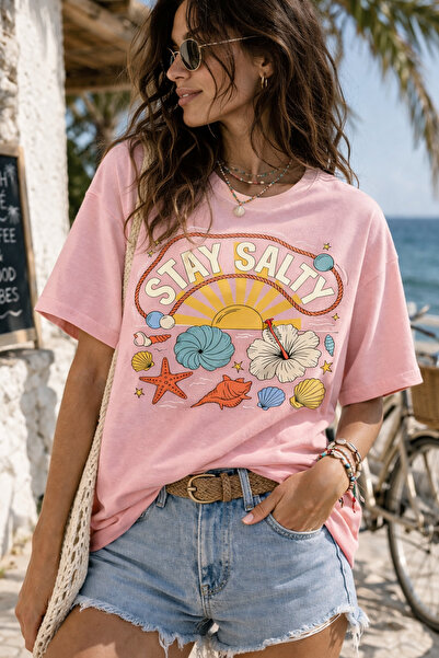 ArtYus Μπλουζάκι Unisex Oversize με στάμπα με θέμα τη θάλασσα Stay Salty – Βα...