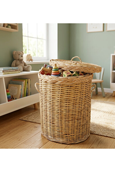 Greenosier Hasır Kirli Çamaşır Sepeti Hasır Oyuncak Sepeti