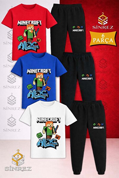 SİNREZ Set de trening pentru copii ALEX ORJ cu tricou imprimat, 3 piese