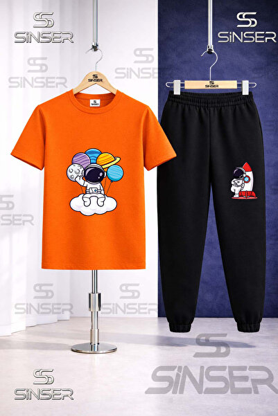 SS SİNSER Παιδικό Σετ Φούτερ με Στάμπα Αστροναύτης με Πλανήτες στα Χέρια του